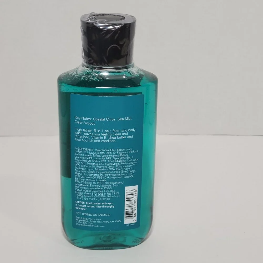 Bath & Body Works Atlantic Mens 3 in 1‎ Hair Face Body Wash 10 oz Discontinued